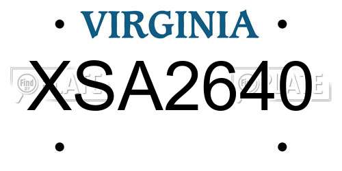 XSA2640 Virginia License Plate