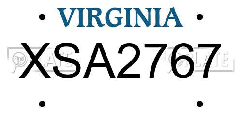 XSA2767 Virginia License Plate