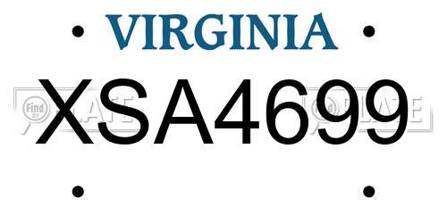 XSA4699 Virginia License Plate