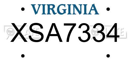 XSA7334 Virginia License Plate