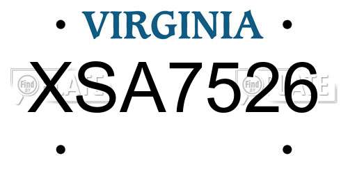 XSA7526 Virginia License Plate