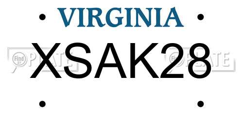 XSAK28 Virginia License Plate
