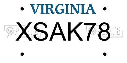 XSAK78 Virginia License Plate