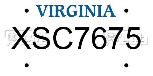 XSC7675 Virginia License Plate