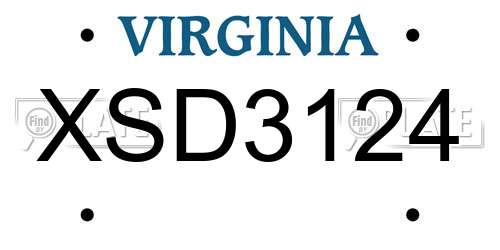 XSD3124 Virginia License Plate