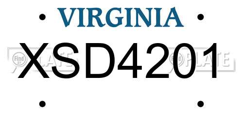 XSD4201 Virginia License Plate