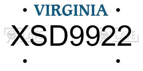 XSD9922 Virginia License Plate