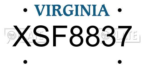 XSF8837 Virginia License Plate