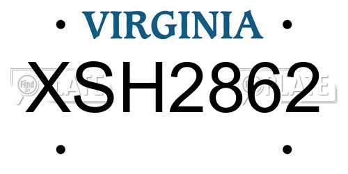 XSH2862 Virginia License Plate