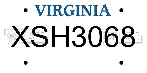 XSH3068 Virginia License Plate