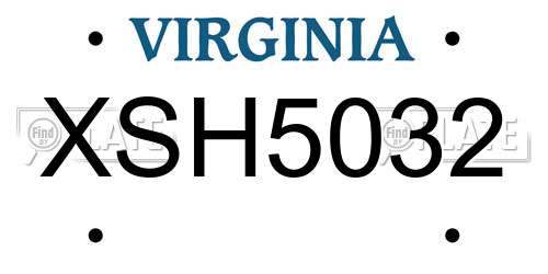 XSH5032 Virginia License Plate
