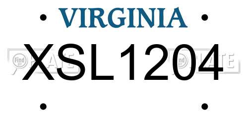 XSL1204 Virginia License Plate