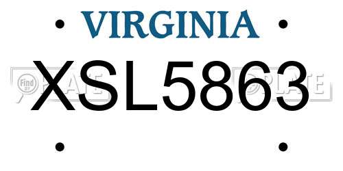 XSL5863 Virginia License Plate