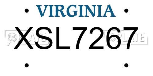 XSL7267 Virginia License Plate