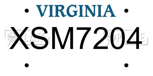 XSM7204 Virginia License Plate