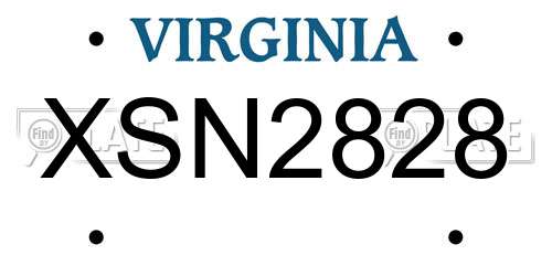XSN2828 Virginia License Plate