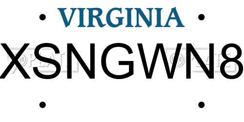 XSNGWN8 Virginia License Plate