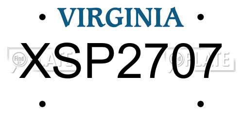 XSP2707 Virginia License Plate