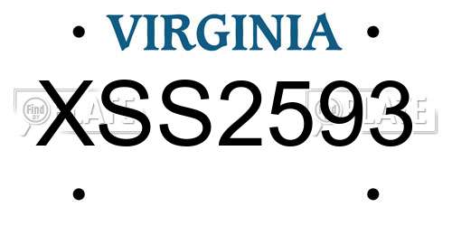 XSS2593 Virginia License Plate
