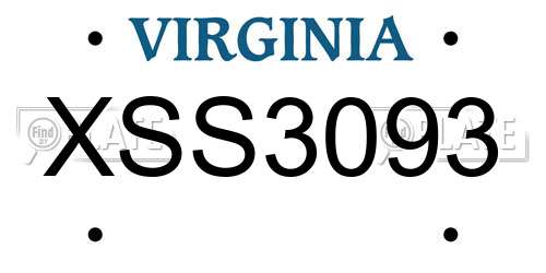 XSS3093 Virginia License Plate