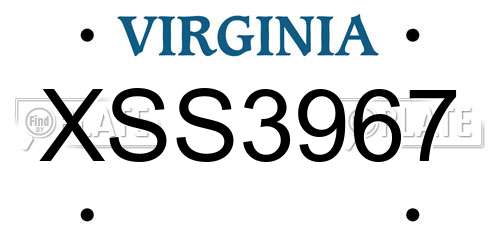 XSS3967 Virginia License Plate