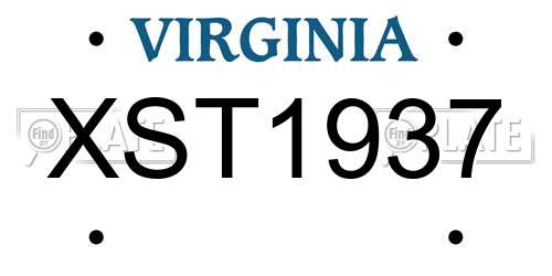 XST1937 Virginia License Plate