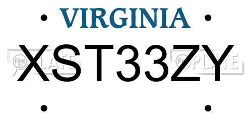 XST33ZY Virginia License Plate