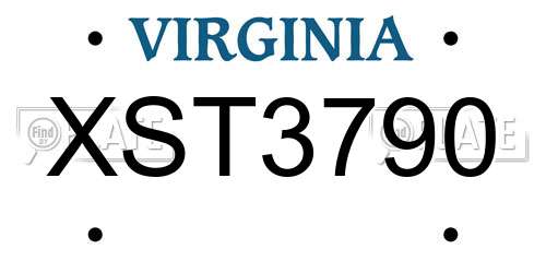 XST3790 Virginia License Plate