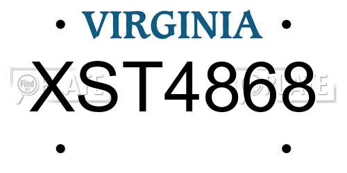 XST4868 Virginia License Plate