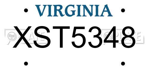 XST5348 Virginia License Plate