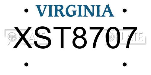 XST8707 Virginia License Plate