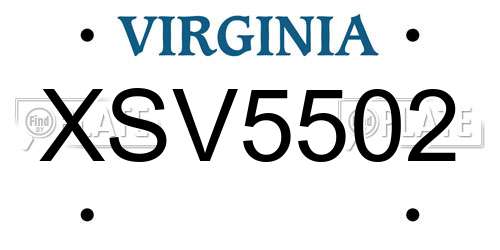 XSV5502 Virginia License Plate