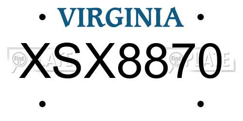 XSX8870 Virginia License Plate