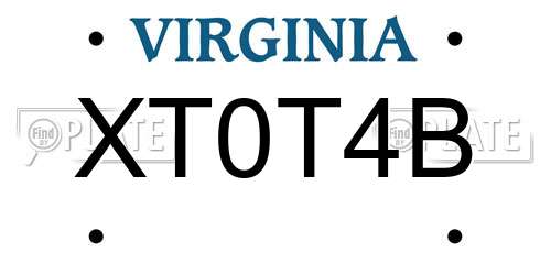 XT0T4B Virginia License Plate