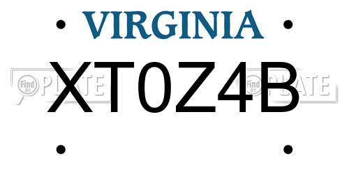 XT0Z4B Virginia License Plate