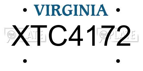 XTC4172 Virginia License Plate