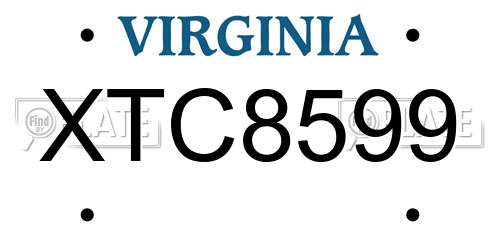 XTC8599 Virginia License Plate
