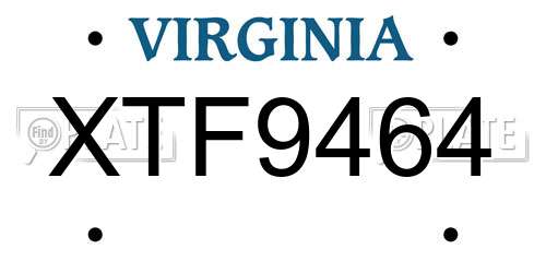 XTF9464 Virginia License Plate
