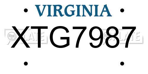 XTG7987 Virginia License Plate