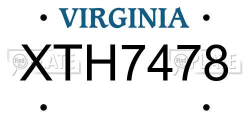 XTH7478 Virginia License Plate