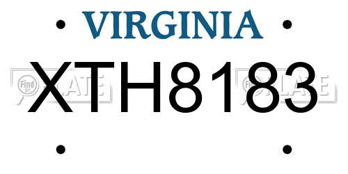 XTH8183 Virginia License Plate