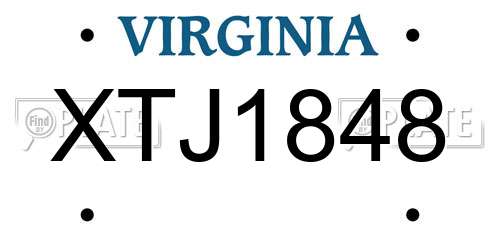 XTJ1848 Virginia License Plate