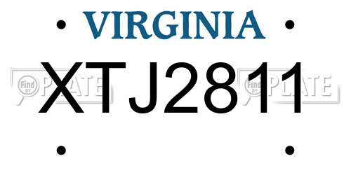 XTJ2811 Virginia License Plate