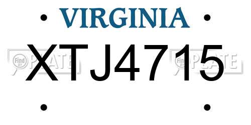 XTJ4715 Virginia License Plate