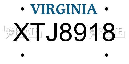 XTJ8918 Virginia License Plate