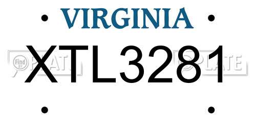 XTL3281 Virginia License Plate