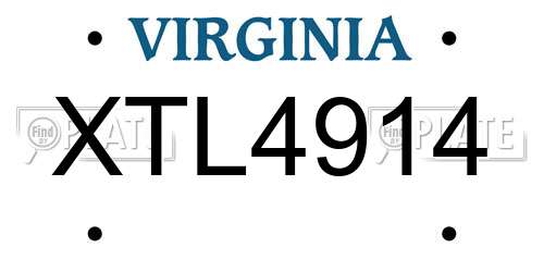 XTL4914 Virginia License Plate