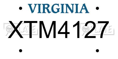 XTM4127 Virginia License Plate