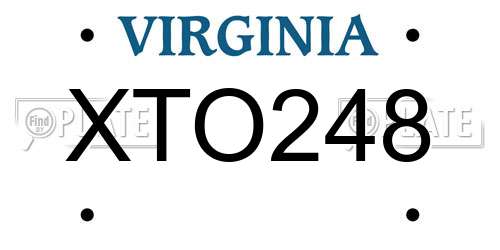 XTO248 Virginia License Plate
