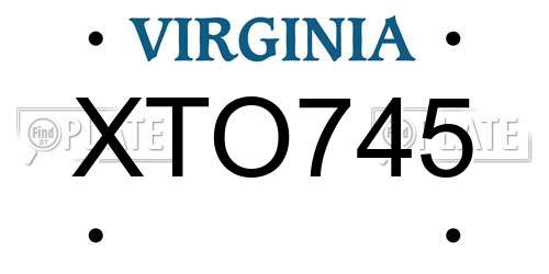 XTO745 Virginia License Plate